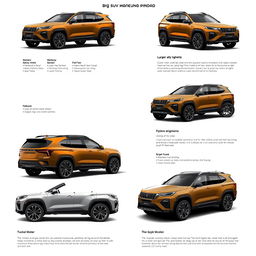 A refined concept design of the Big SUV Maung Pindad, showcasing various enhanced models