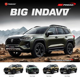 Design a big SUV from the Indonesian brand Pindad, described as compact, tough, fierce, and aggressive