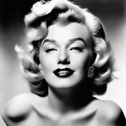 A classic, black and white portrait of Marilyn Monroe, exuding her iconic elegance and charm.