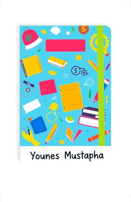 A visually appealing school notebook cover design featuring vibrant colors and playful patterns