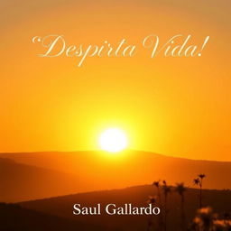 A radiant sunrise scene with a beautiful sun rising at the horizon, casting warm golden and orange hues across the sky
