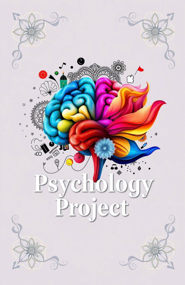 A visually striking and detailed cover design for a psychology project file