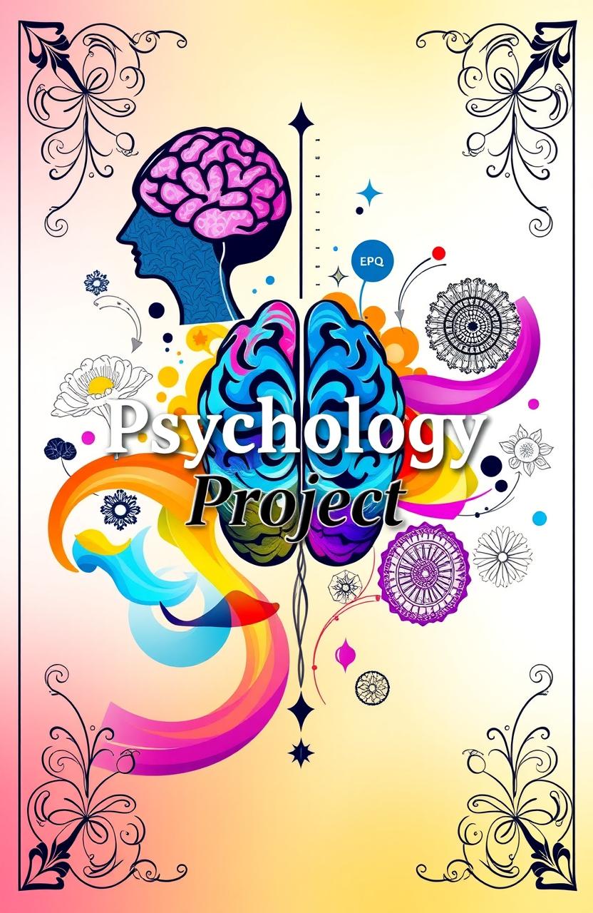 A visually striking and detailed cover design for a psychology project file