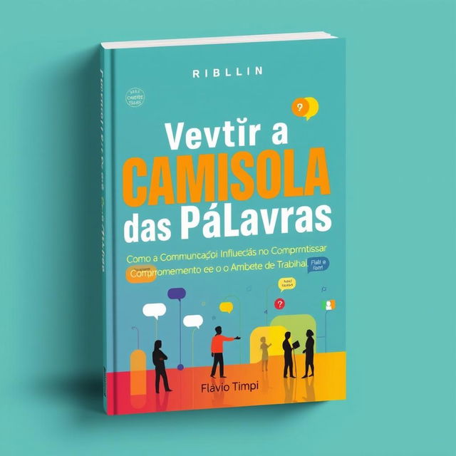 A book cover design for "Vestir a Camisola das Palavras: A Força da Comunicação no Compromisso Laboral" featuring the subtitle "Como a Comunicação Pode Influenciar o Comprometimento e o Ambiente de Trabalho", authored by Flávio Timpi