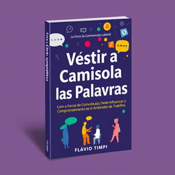 A book cover design for "Vestir a Camisola das Palavras: A Força da Comunicação no Compromisso Laboral" featuring the subtitle "Como a Comunicação Pode Influenciar o Comprometimento e o Ambiente de Trabalho", authored by Flávio Timpi