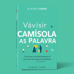 A book cover design for "Vestir a Camisola das Palavras: A Força da Comunicação no Compromisso Laboral" featuring the subtitle "Como a Comunicação Pode Influenciar o Comprometimento e o Ambiente de Trabalho", authored by Flávio Timpi