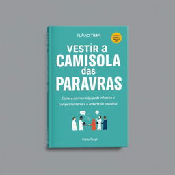 A book cover design for "Vestir a Camisola das Palavras: A Força da Comunicação no Compromisso Laboral" featuring the subtitle "Como a Comunicação Pode Influenciar o Comprometimento e o Ambiente de Trabalho", authored by Flávio Timpi