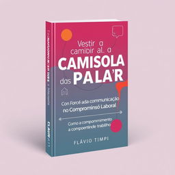 A captivating book cover design for "Vestir a Camisola das Palavras: A Força da Comunicação no Compromisso Laboral" featuring the subtitle "Como a Comunicação Pode Influenciar o Comprometimento e o Ambiente de Trabalho" by Flávio Timpi