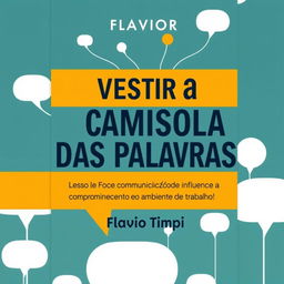 A captivating book cover design for "Vestir a Camisola das Palavras: A Força da Comunicação no Compromisso Laboral" featuring the subtitle "Como a Comunicação Pode Influenciar o Comprometimento e o Ambiente de Trabalho" by Flávio Timpi