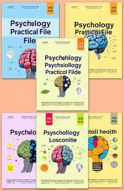 A collection of five eye-catching and detailed covers for a Psychology Practical File