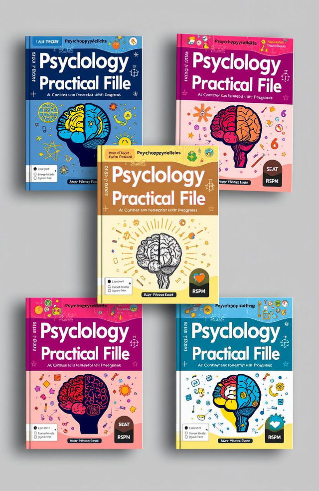 A collection of five eye-catching and detailed covers for a Psychology Practical File