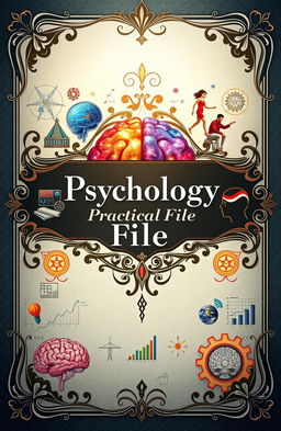 An ornate, beautifully designed cover page for a Psychology Practical File