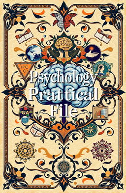 An ornate, beautifully designed cover page for a Psychology Practical File