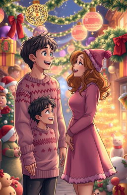 A comedic scene depicting a girl and her ex-boyfriend who suddenly find themselves in a magical alternate world