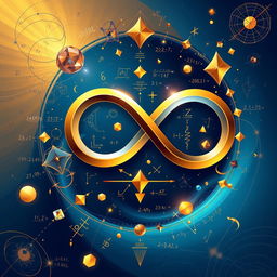 A captivating illustration titled 'Infinity Maths' by Milan, showcasing the concept of infinity (♾️) in mathematics