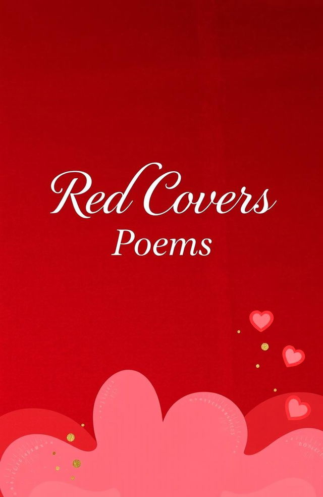 A beautifully designed book cover featuring the title 'Red Covers Poems' in elegant, cursive typography