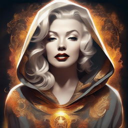 Marilyn Monroe as a mystical woman in a cloak-inspired hoodie