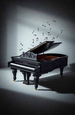 A unique artistic creation that combines the shape of a coffin and a grand piano