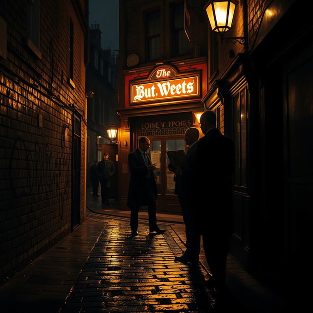 A gritty and atmospheric scene depicting London underworld mafias