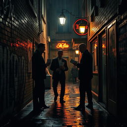 A gritty and atmospheric scene depicting London underworld mafias