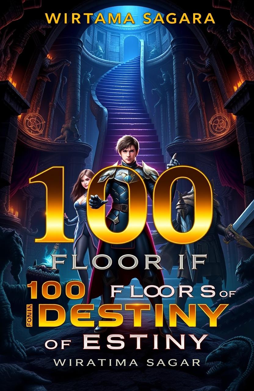 A captivating cover design for a book titled "100 Floors of Destiny" by Wiratama Sagara