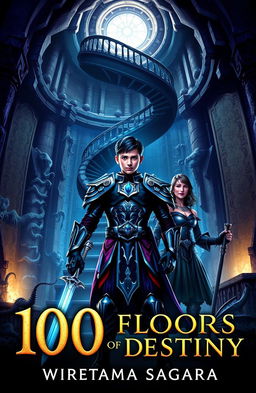 A captivating book cover for '100 Floors of Destiny' by Wiratama Sagara