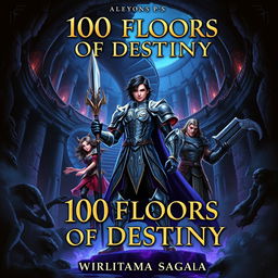 A striking book cover for '100 Floors of Destiny' by Wiratama Sagara