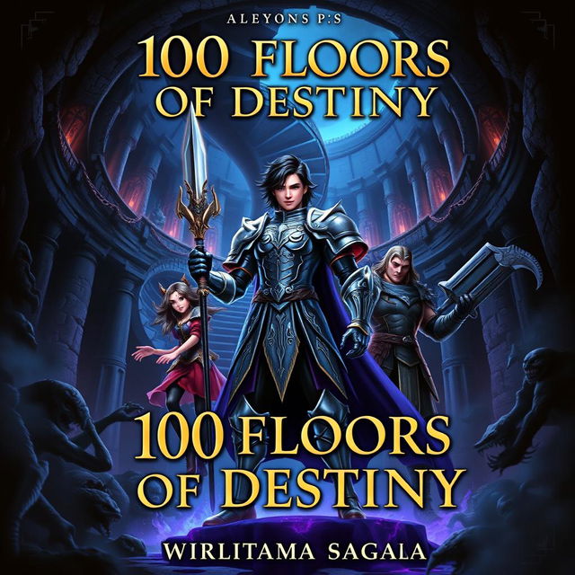 A striking book cover for '100 Floors of Destiny' by Wiratama Sagara