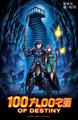 A manhwa-style book cover for '100 Floors of Destiny' by Wiratama Sagara