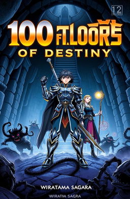 A manhwa-style book cover for '100 Floors of Destiny' by Wiratama Sagara