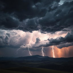 A stunning and professional depiction of a thunderstorm, showcasing an intense natural phenomenon