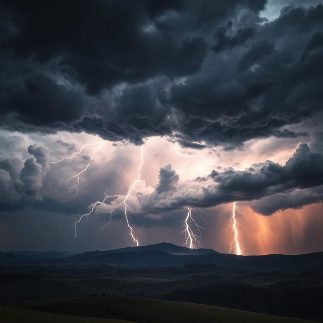 A stunning and professional depiction of a thunderstorm, showcasing an intense natural phenomenon