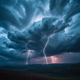 A stunning and professional depiction of a thunderstorm, showcasing an intense natural phenomenon