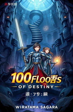 A manhwa-style book cover for '100 Floors of Destiny' by Wiratama Sagara