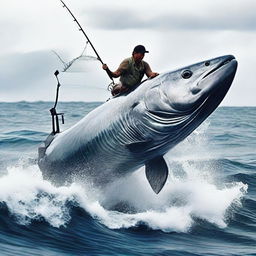 A daring fisherman embroiled in the epic struggle of reeling in the world's largest fish designed after Godzilla, the creature's gigantic size causing tumultuous waves around the small fishing boat