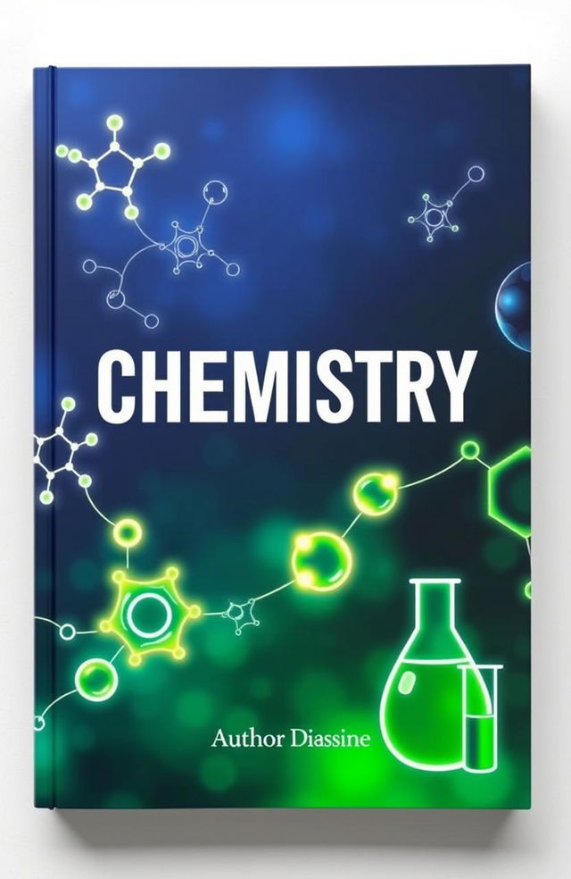 A visually striking cover page for a book on chemistry, featuring an abstract representation of molecular structures and chemical reactions