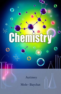 A visually striking cover page for a book on chemistry, featuring an abstract representation of molecular structures and chemical reactions