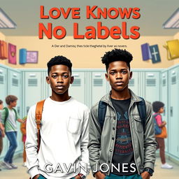 A striking book cover for the teen fiction novel titled 'Love Knows No Labels' by Gavin Jones