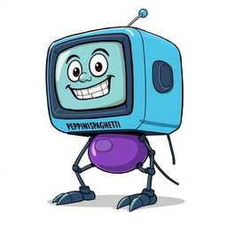 A highly detailed illustration of a retro robot character inspired by Peppino Spaghetti