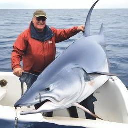 The largest monster swordfish ever caught – its colossal size and fierce appearance frozen in a stunning display, managing to awe and fascinate observers