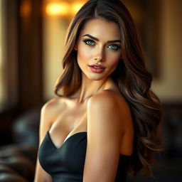 A stunningly beautiful and realistic woman exuding confidence and allure