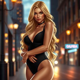 An alluring shemale character with an enticing presence and confidence