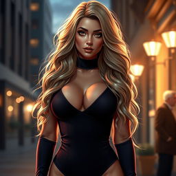 An alluring shemale character with an enticing presence and confidence