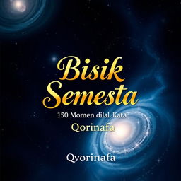 A visually appealing book cover design for a book titled 'BISIK SEMESTA: 130 Momen dalam Kata', authored by Qorinafa