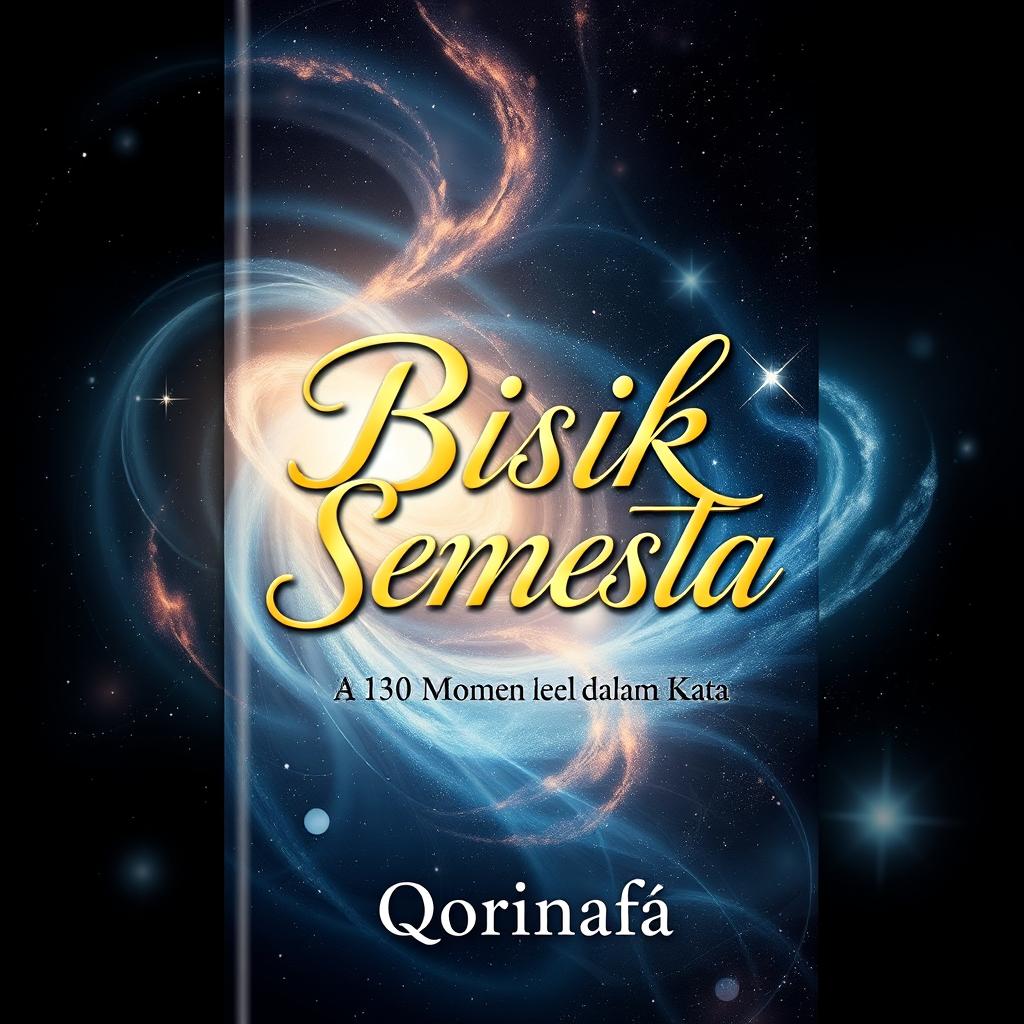 A visually appealing book cover design for a book titled 'BISIK SEMESTA: 130 Momen dalam Kata', authored by Qorinafa