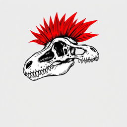 A minimalist pixel art depiction of a dinosaur skull, featuring intricate black and white sketch details