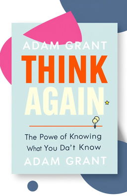 A creative book cover design for Adam Grant's book titled "Think Again," featuring the subtitle, "The Power of Knowing What You Don't Know