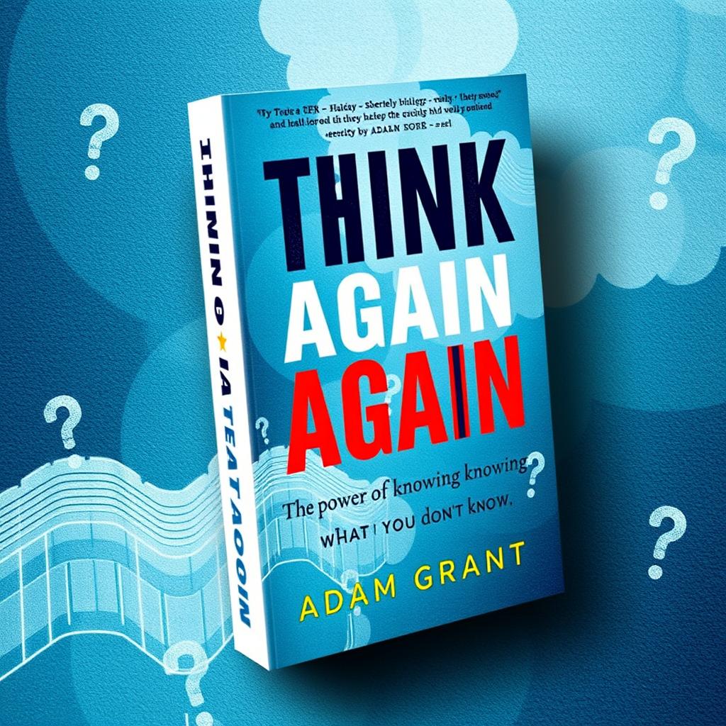 A compelling book cover design for 'Think Again' by Adam Grant, centering around the theme 'The power of knowing what you don't know