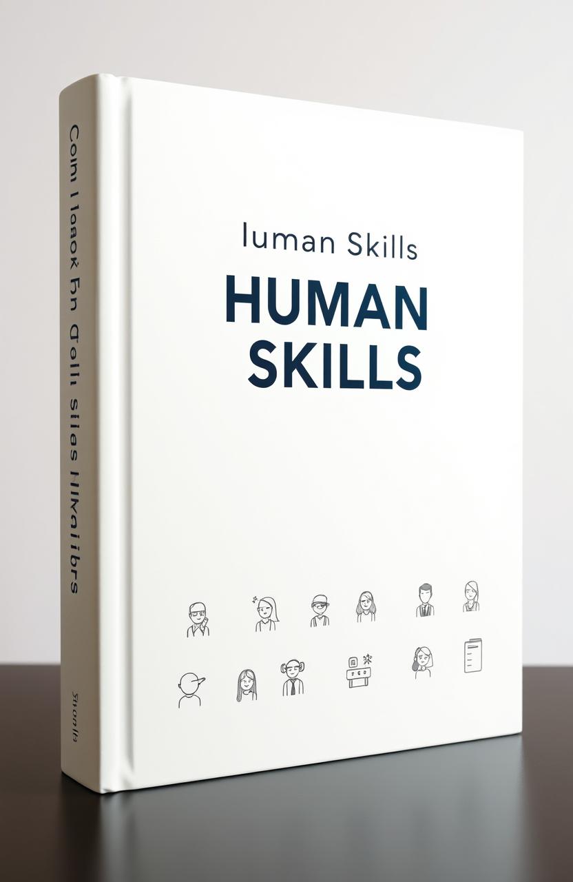 A minimalistic book cover design featuring human skills