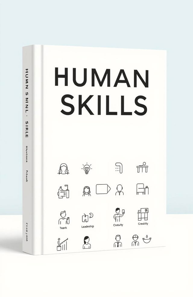 A minimalistic book cover design featuring human skills